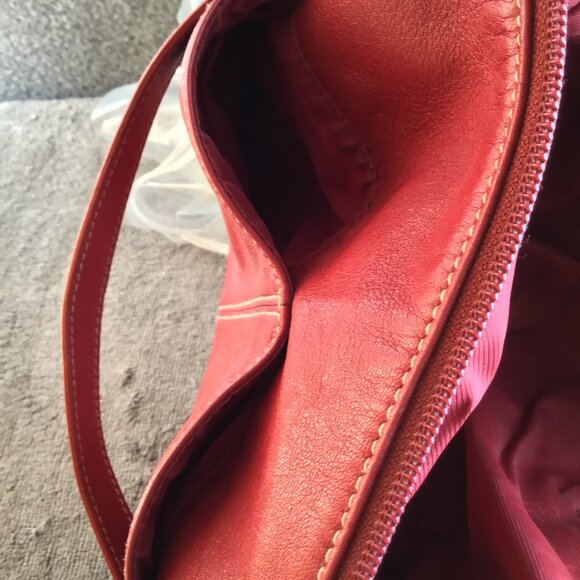 Vintage Red Leather Ralph Lauren Hobo Handbag Purse Shoulder Clutch - Picture 3 of 11